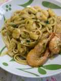 Linguine con zucca e gamberetti