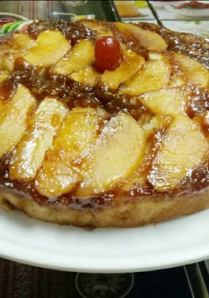 A picture of Eggless Apple upside down cake.