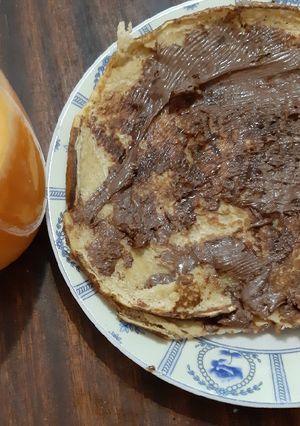 Una foto de Panqueque de avena con Nutella
