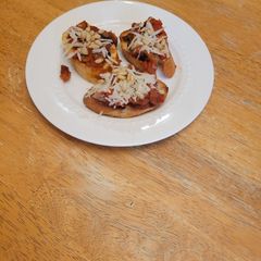 A picture of Caponata, Grilled Bread and Shaved Pecorino.