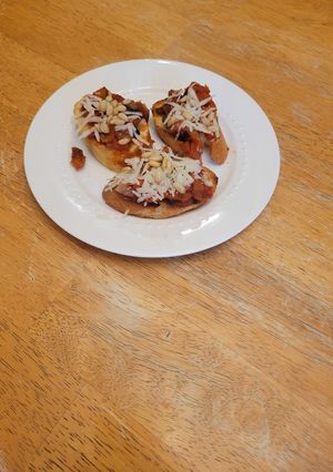A picture of Caponata, Grilled Bread and Shaved Pecorino.