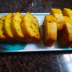 A picture of Eggless tutti futti cake.