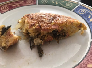 Una foto de Torta de arroz con espinacas