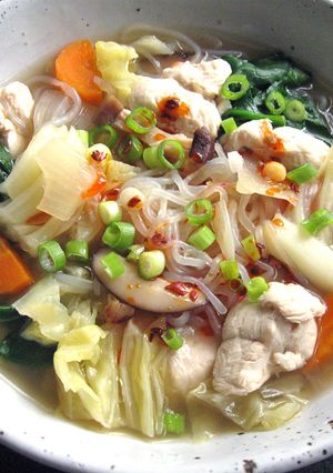 A picture of Low-Calorie Chicken & Vegetable Noodle Soup.