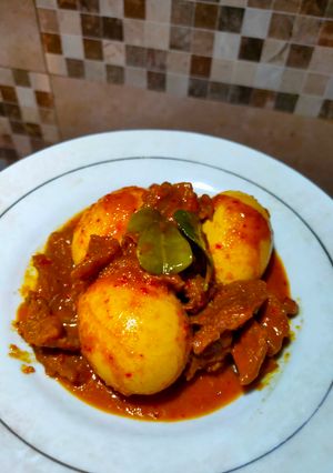 Foto resep Daging telor masak pedas