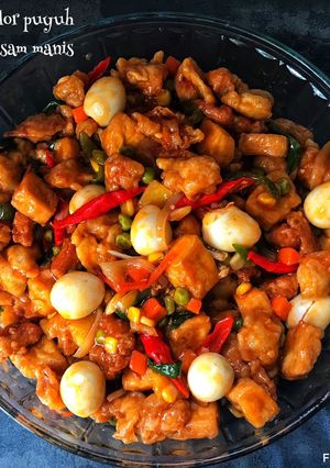 Foto resep Ayam,tahu,telor puyuh masak saos asam manis