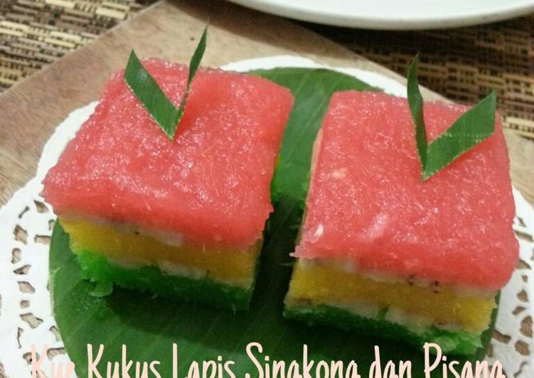 Resep Kue Kukus Lapis Singkong dgn Pisang Anti Gagal