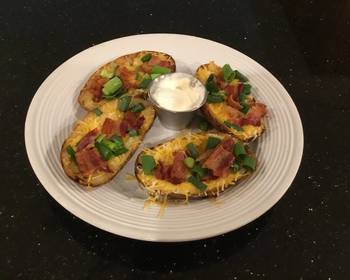 The New Way Cooking Recipe Crispy Bacon Cheese and Onion Potato Skins Delicious and Healthy