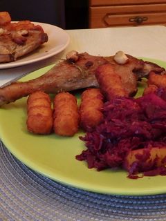 Sült libacomb kumkquatos (törpemandarin) káposztával recept fotója