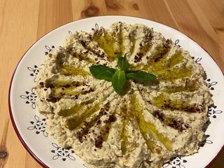 Aubergine tahini dip - Moutabal or baba ghannouj
