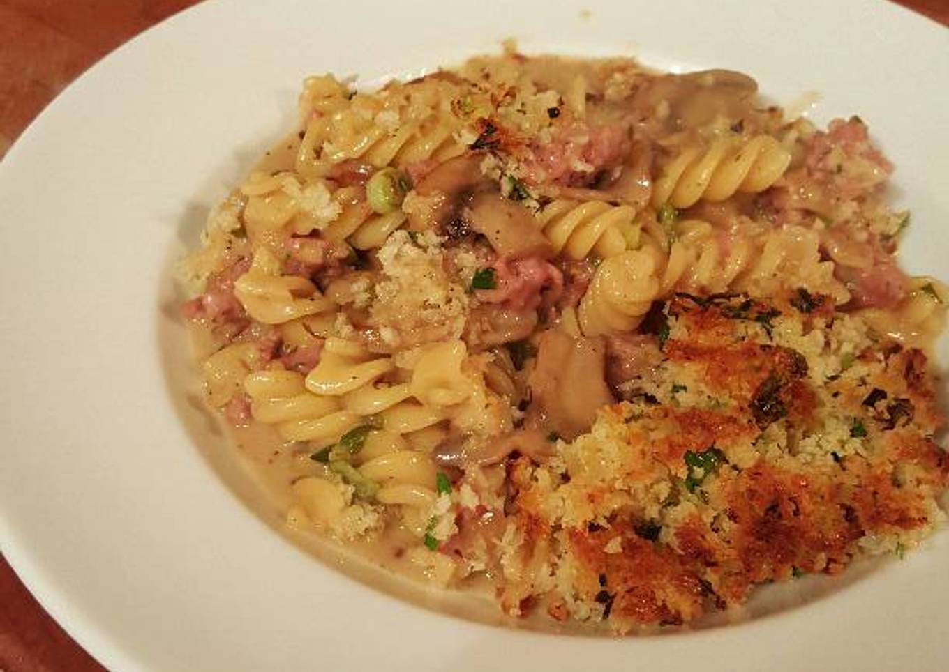 Sausage and Mushroom Pasta in a Parmesan Cream