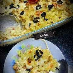A picture of Cheesy chicken macaroni pasta.