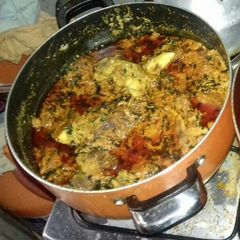Egusi soup with ukazi leave A picture of Egusi soup with ukazi leave.
