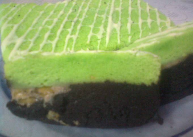 Brownies pisang kukus Pandan Coklat (ala malvin brownies and cake)