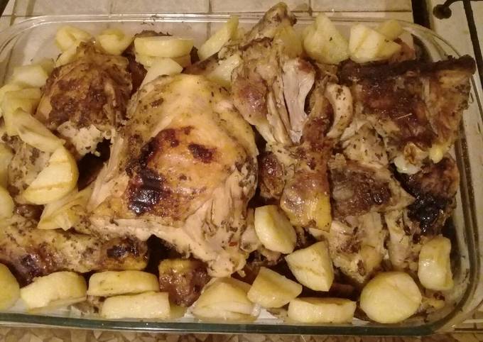 Pollo adobado al horno con papas Receta de Valeria - Cookpad