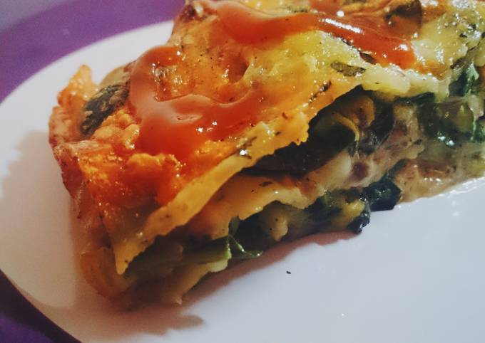 Cheesy pork spinach LASAGNA