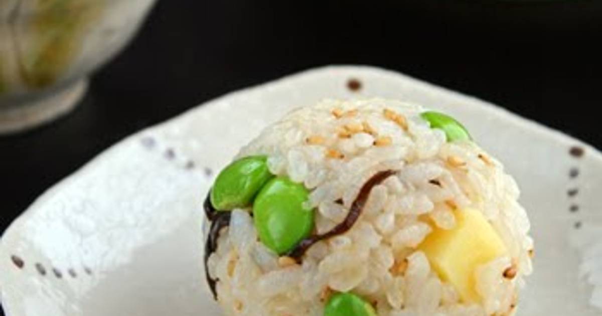Super Easy! "Edamame & ShioKonbu Cheesy Rice Balls" Recipe by cookpad