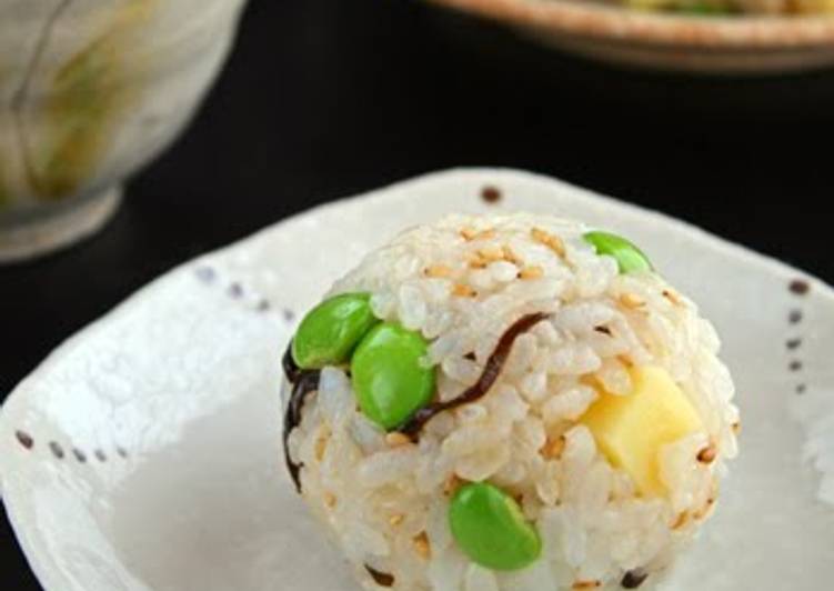 Recipe of Award-winning Super Easy! &#34;Edamame &amp; Shio-Konbu Cheesy Rice Balls&#34;