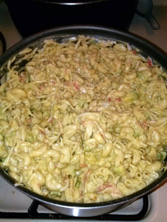 A picture of Spicy Crab and Avocado Macaroni Salad.