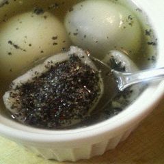A picture of Zhīma Tāngyuán (Black Sesame Dumplings).