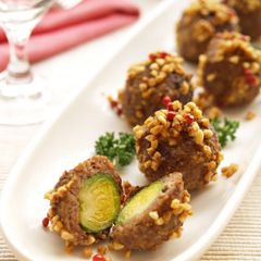 A picture of Brussels Sprouts Meatballs with Mustard.