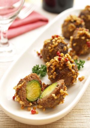 A picture of Brussels Sprouts Meatballs with Mustard.