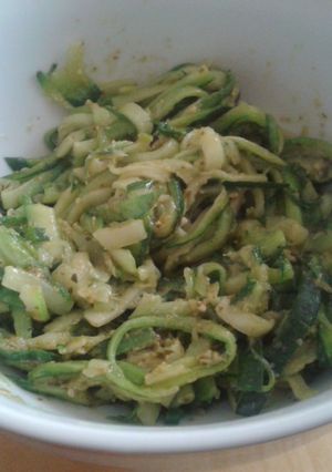 A picture of Zucchinoodles aka Courgetti (LCHF).