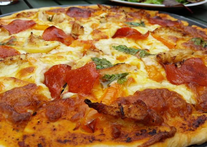 Step-by-Step Guide to Prepare Super Quick Homemade Chicken and pepperoni pizza