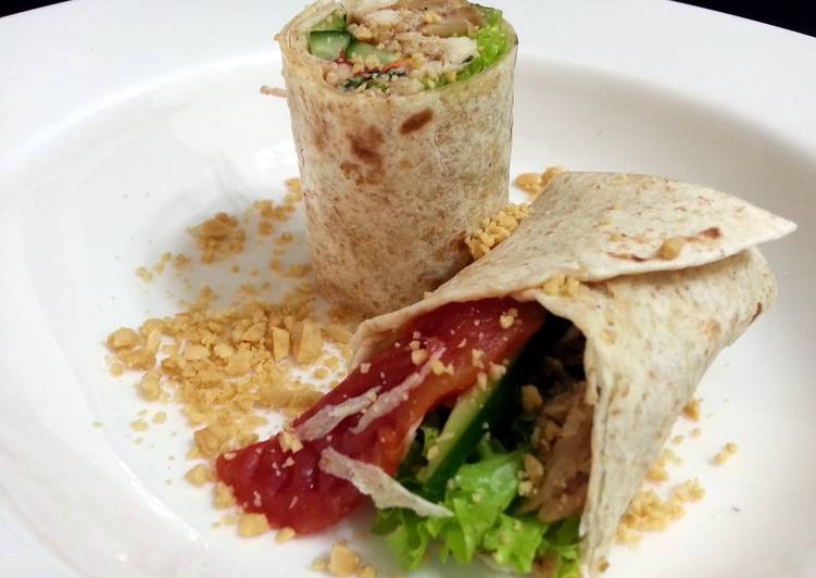 Step-by-Step Guide to Prepare Speedy Spicy Nutty Tortilla Salad Roll