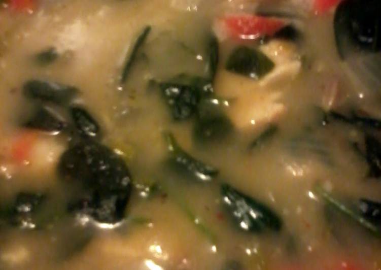 Simple Way to Make Any-night-of-the-week Spinach with Chicken, Mushrooms and Rice Soup