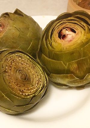 A picture of Fresh Artichokes with Aioli.