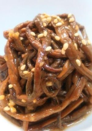 A picture of Royal Fern Namul with a Secret Sauce.