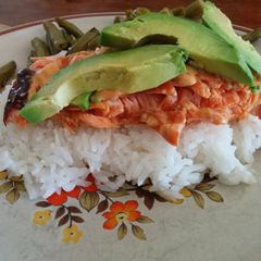 A picture of Baked Teriyaki Salmon with Spicy Mayo Sauce.