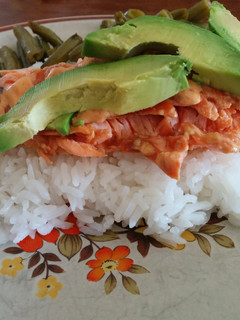 A picture of Baked Teriyaki Salmon with Spicy Mayo Sauce.