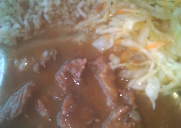 Beef stew and steamed cabbage