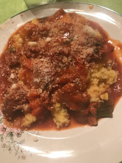Una foto de Polenta rica con chorrizo y sin tacc