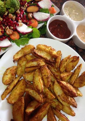 صورة لوصفة بطاطا ودجز بالفرن