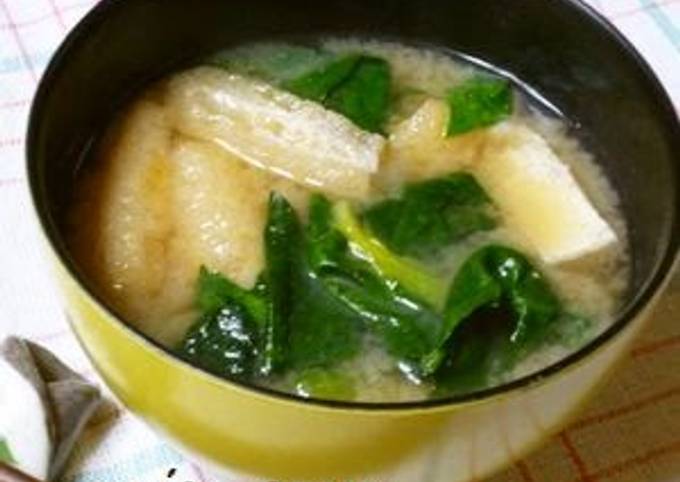 Steps to Prepare Favorite Spinach and Aburaage Miso Soup