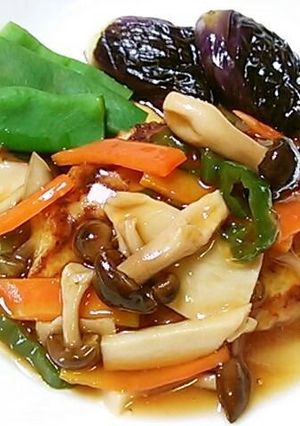 A picture of Hamburger Steaks With Ankake Mushroom Sauce.