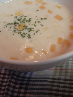 A picture of Winter Staple Corn Soup Chilled for Summer.