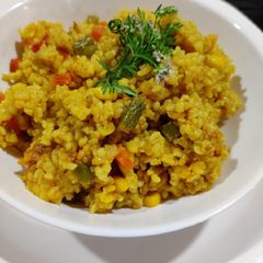A picture of Dalia corn pulav.