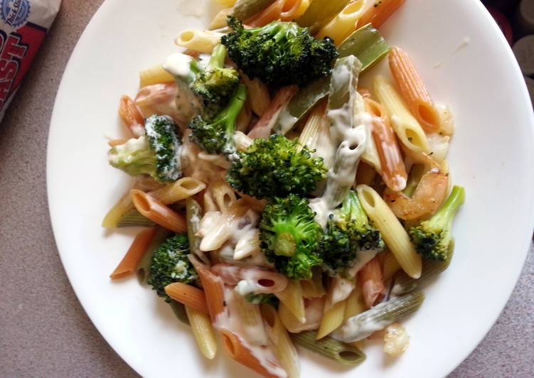 Simple Way to Make Super Quick Shrimp alfredo penne pasta