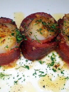 A picture of Turkey Bacon Wrapped Scallops.