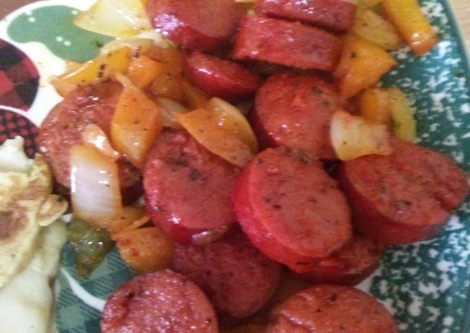 Simple Way to Prepare Homemade Breakfast (beef)sausage and onions