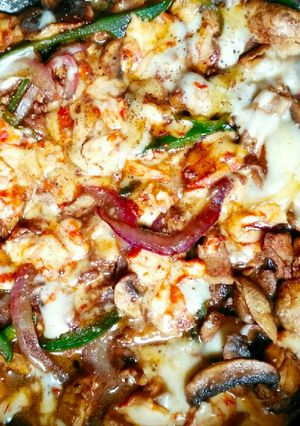 Una foto de Champiñones con Pollo y Jengibre Gratinados