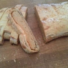 A picture of Buffalo Chicken Meatloaf Calzone.