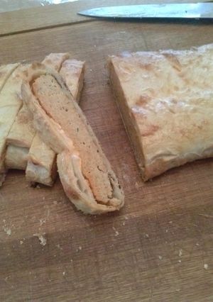 A picture of Buffalo Chicken Meatloaf Calzone.