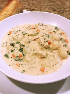 A picture of Chicken gnocchi soup.