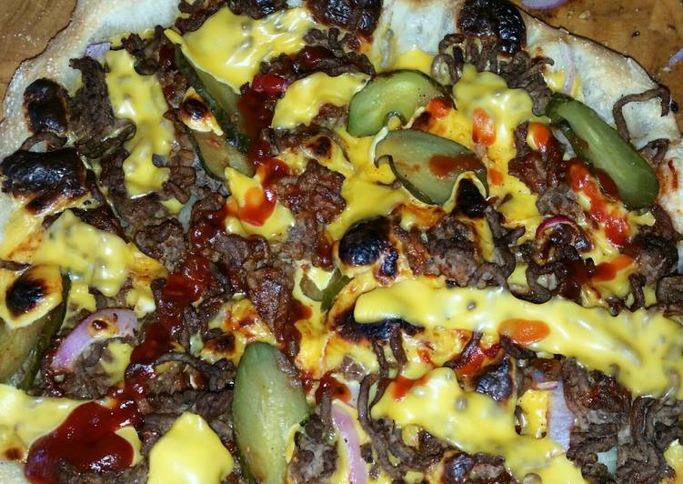 Wood fired cheeseburger pizza