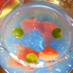 A picture of Watermelon Goldfish Jello.